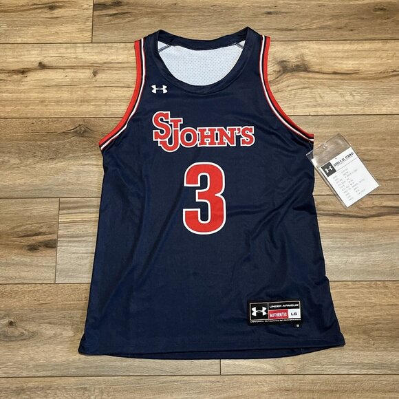Women’s Under Armour UA St John’s Basketball Jersey Tank Top SZ LARGE Blue Red - Picture 1 of 10